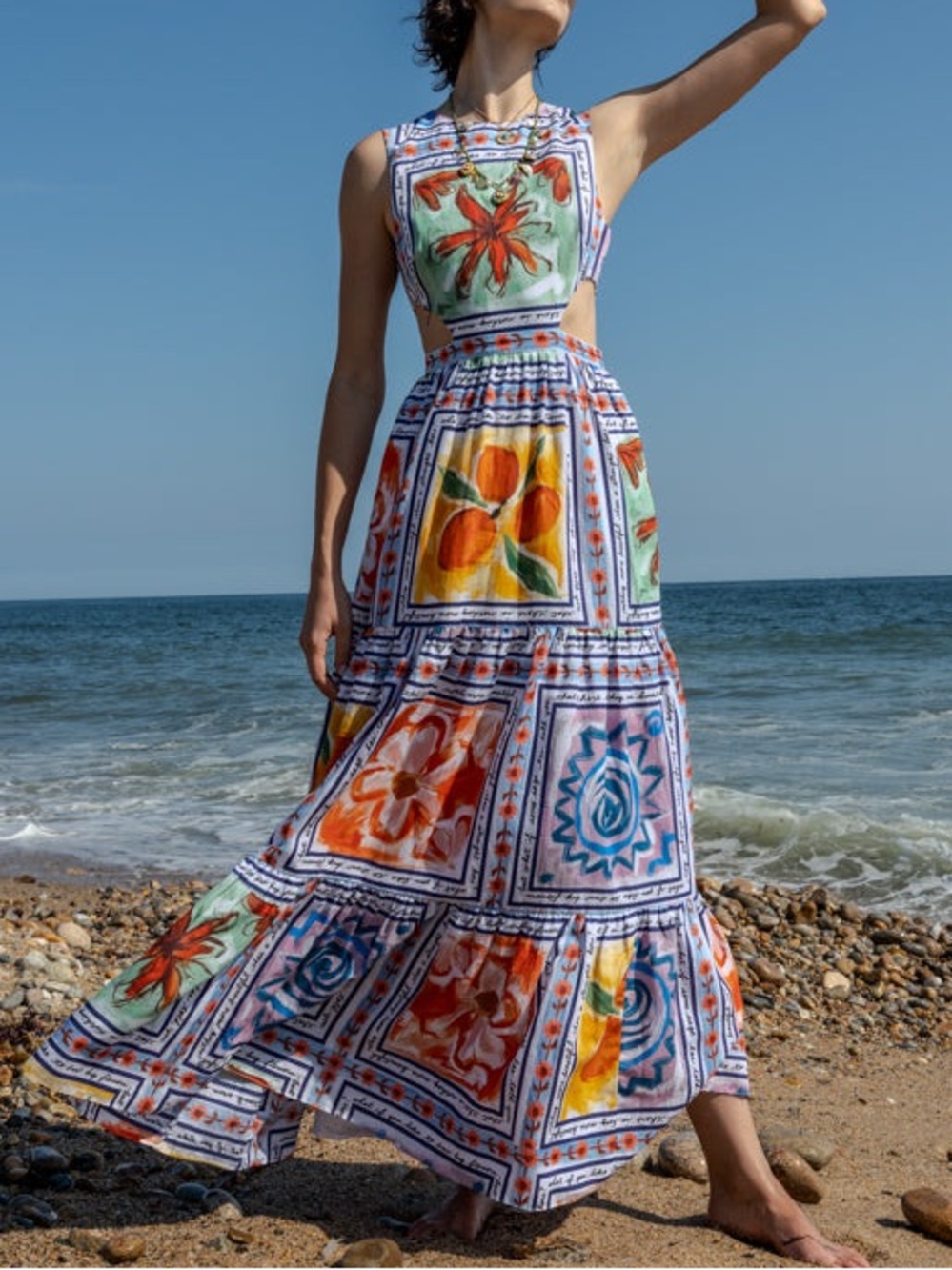 Lingua Franca Marcia Printed Cut-Out‎ Maxi Dress Sz 8 10 Anthropologie Shopbob